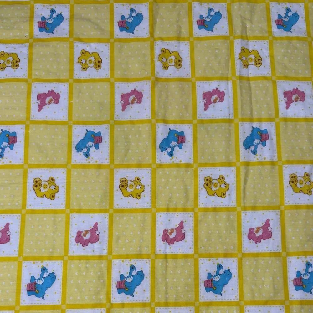 Handmade Vintage Care Bear Sunshine Bear Quilt Baby Toddler Kid Blanket Bedding